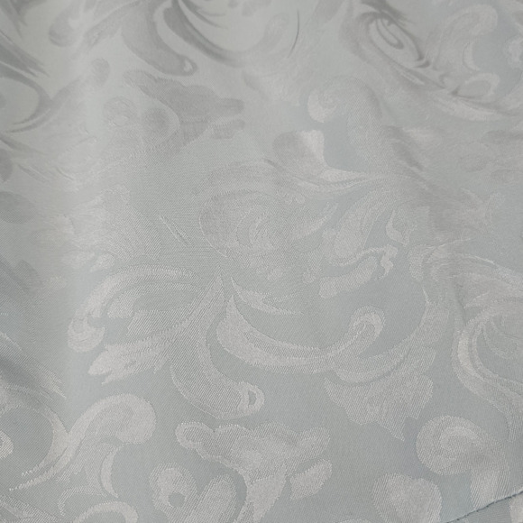 80s Vintage Light Blue Satin Floral Jacquard Lace Tunic Blouse Skirt Set Size 8 - Picture 12 of 14